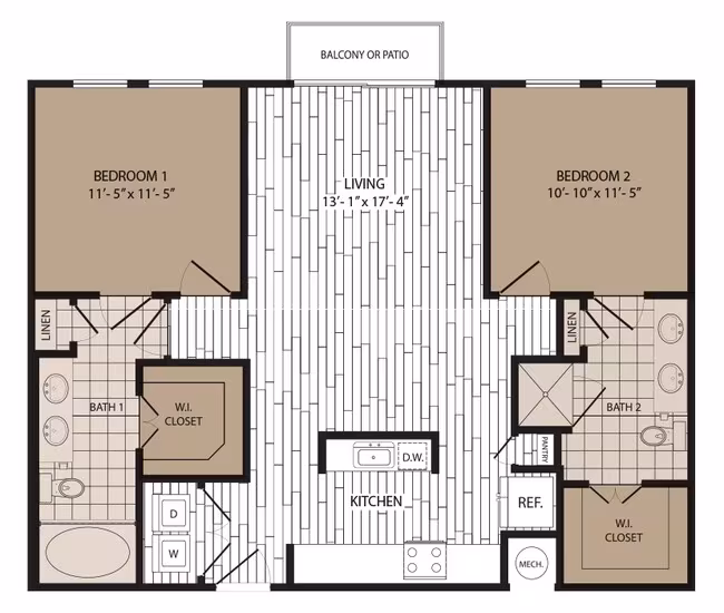 2 Beds • 2 Bath 315 floor plan